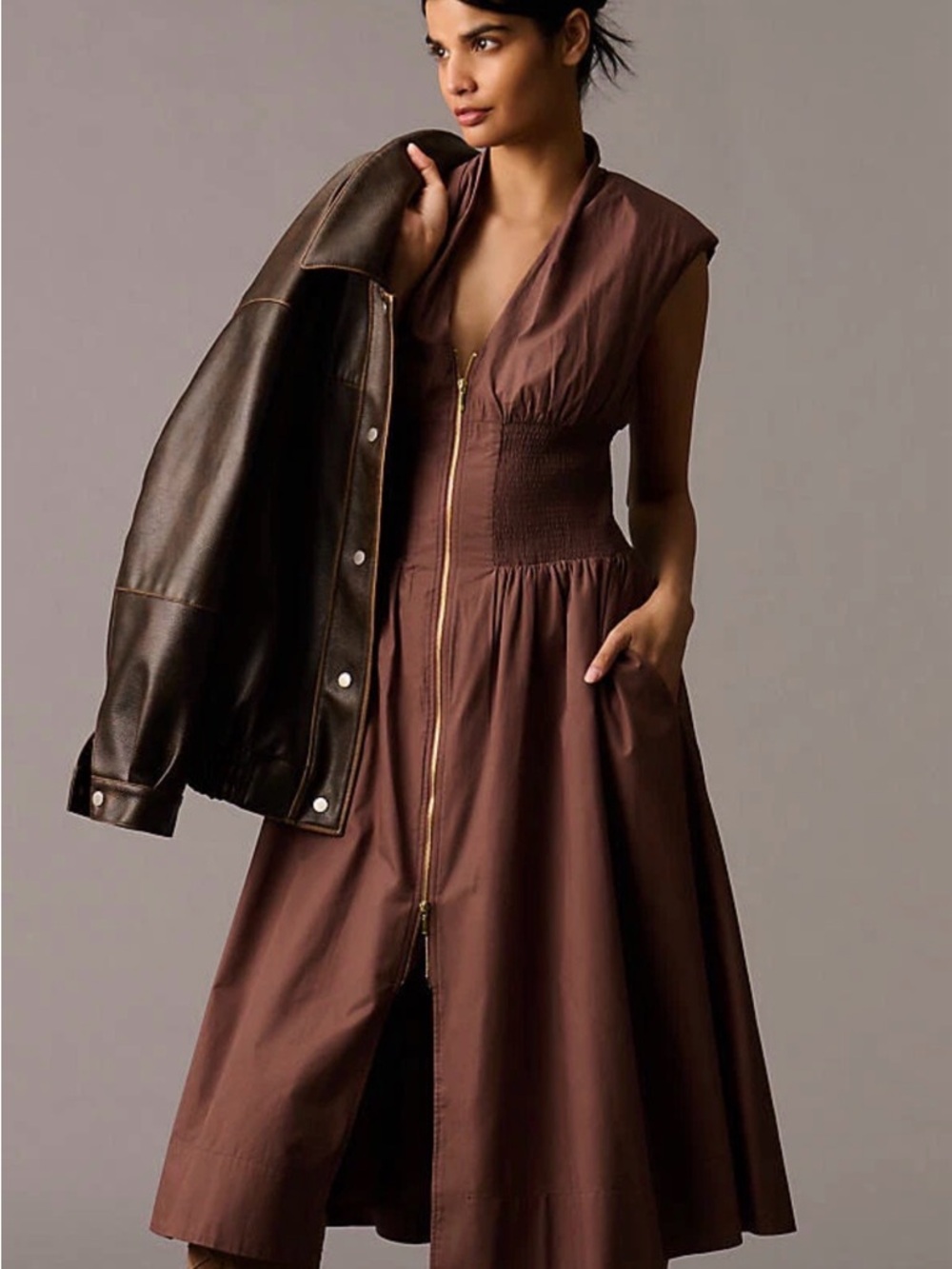 Anthropologie Zip front dress